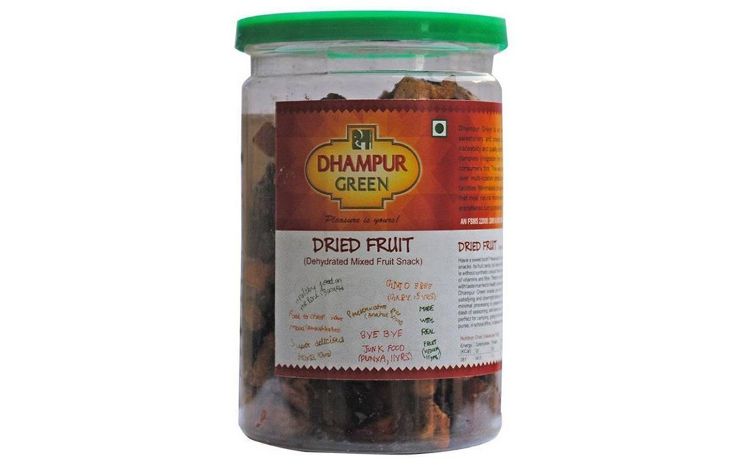 Dhampur Green Dried Fruits Chatpata (Dehydrated Mixed Fruit Snacks)   Jar  200 grams